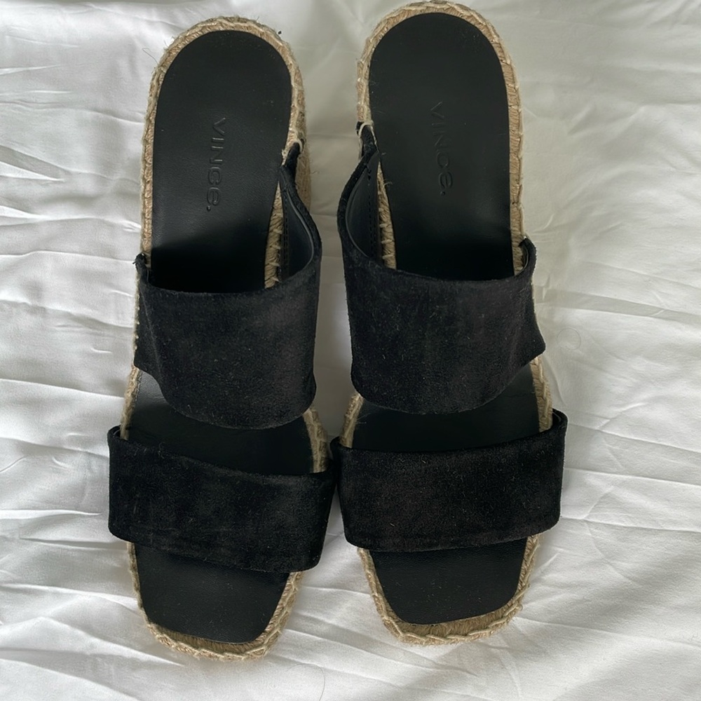 Vince Greta Suede Wedge Espadrille Sandals